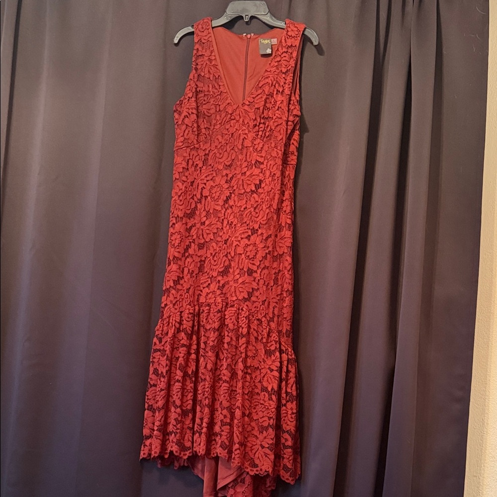 Taylor Red Lace High Low Dress